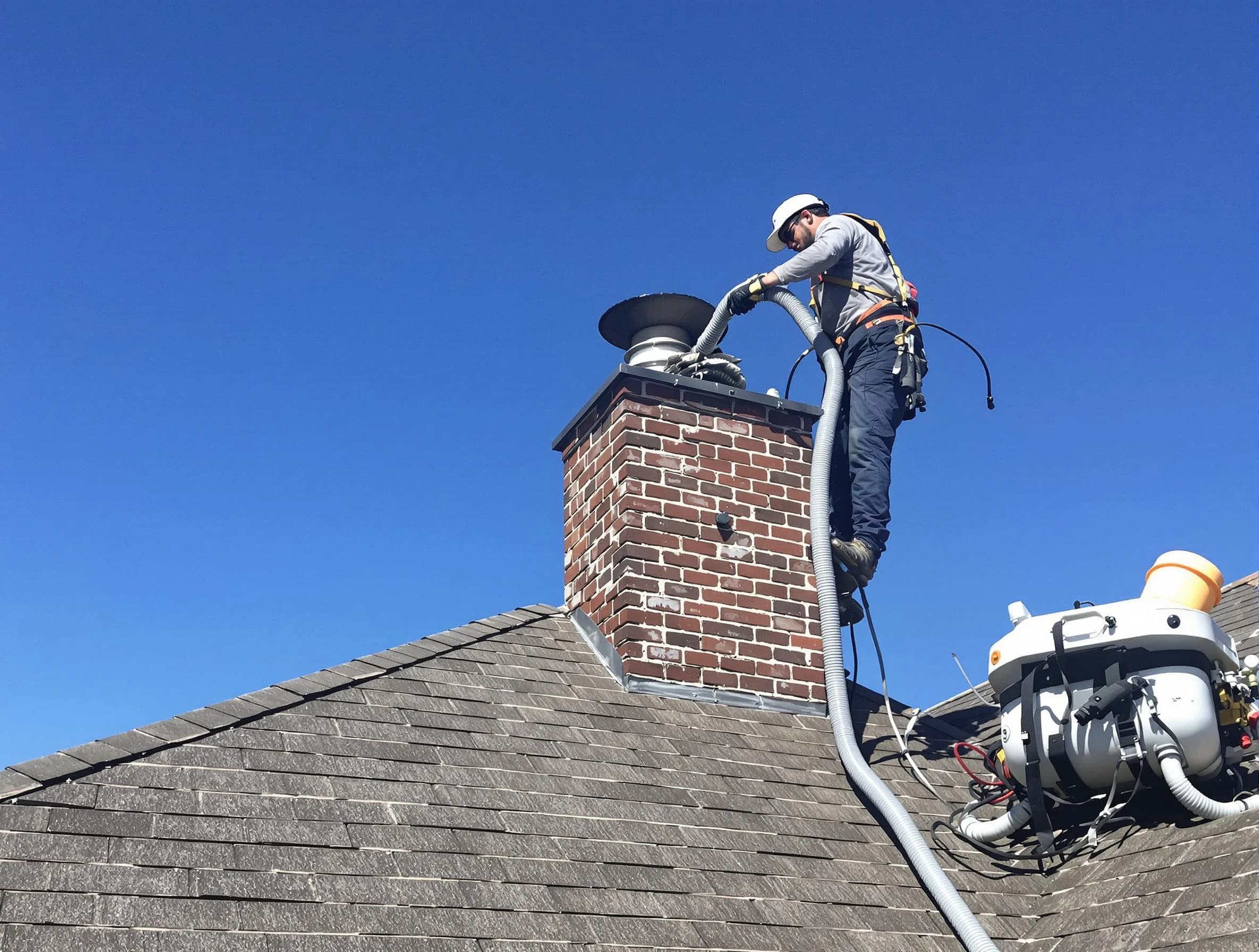 Dedicated North Andover Chimney Sweep team member cleaning a chimney in North Andover, MA
