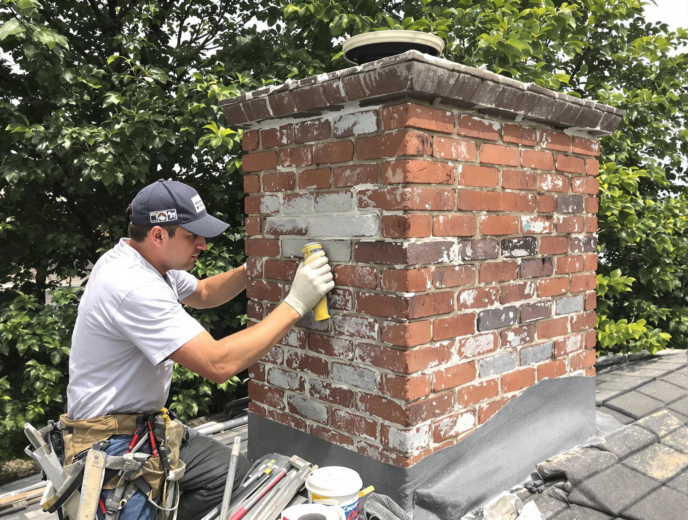 North Andover Chimney Sweep restoring an aging chimney in North Andover, MA