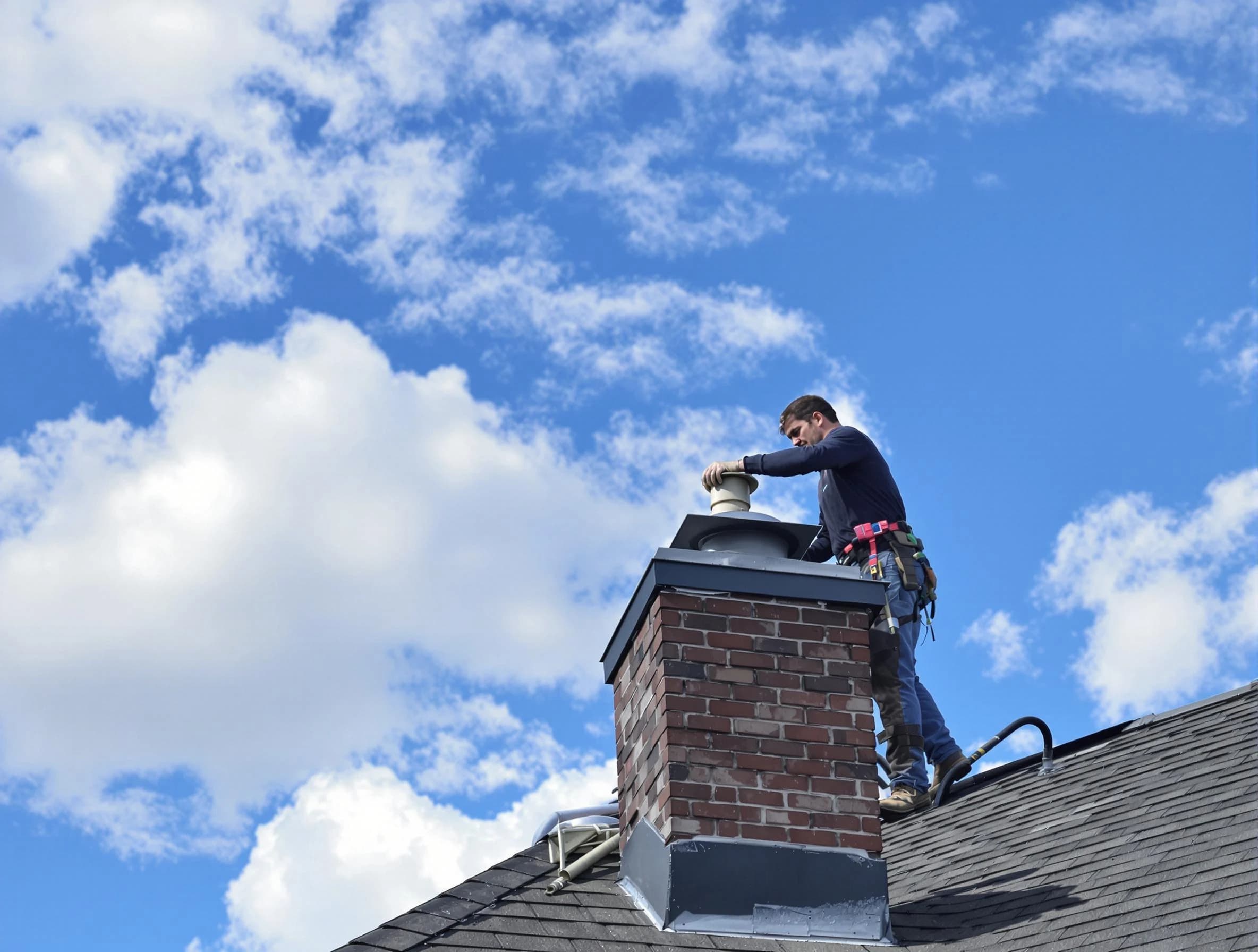 North Andover Chimney Sweep installing a sturdy chimney cap in North Andover, MA