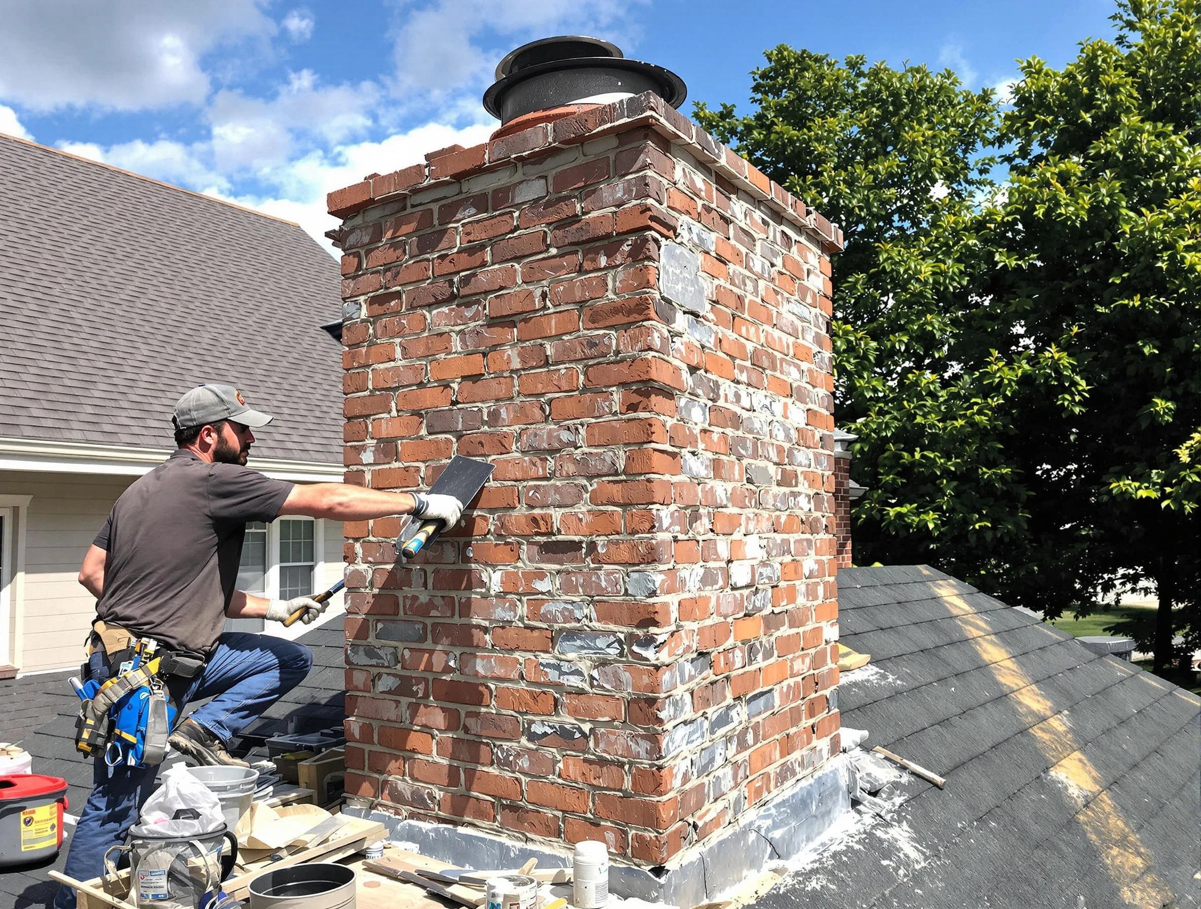 Completed chimney rebuild by North Andover Chimney Sweep in North Andover, MA
