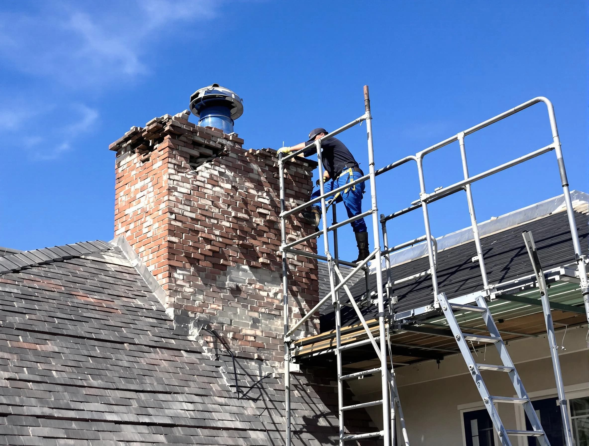 Rebuilding a chimney structure by North Andover Chimney Sweep in North Andover, MA