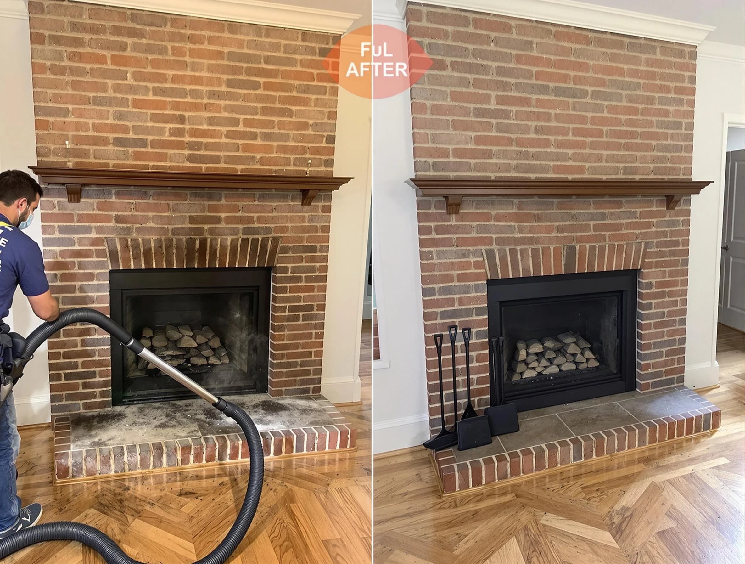 North Andover Chimney Sweep carefully sanitizing a fireplace in North Andover, MA