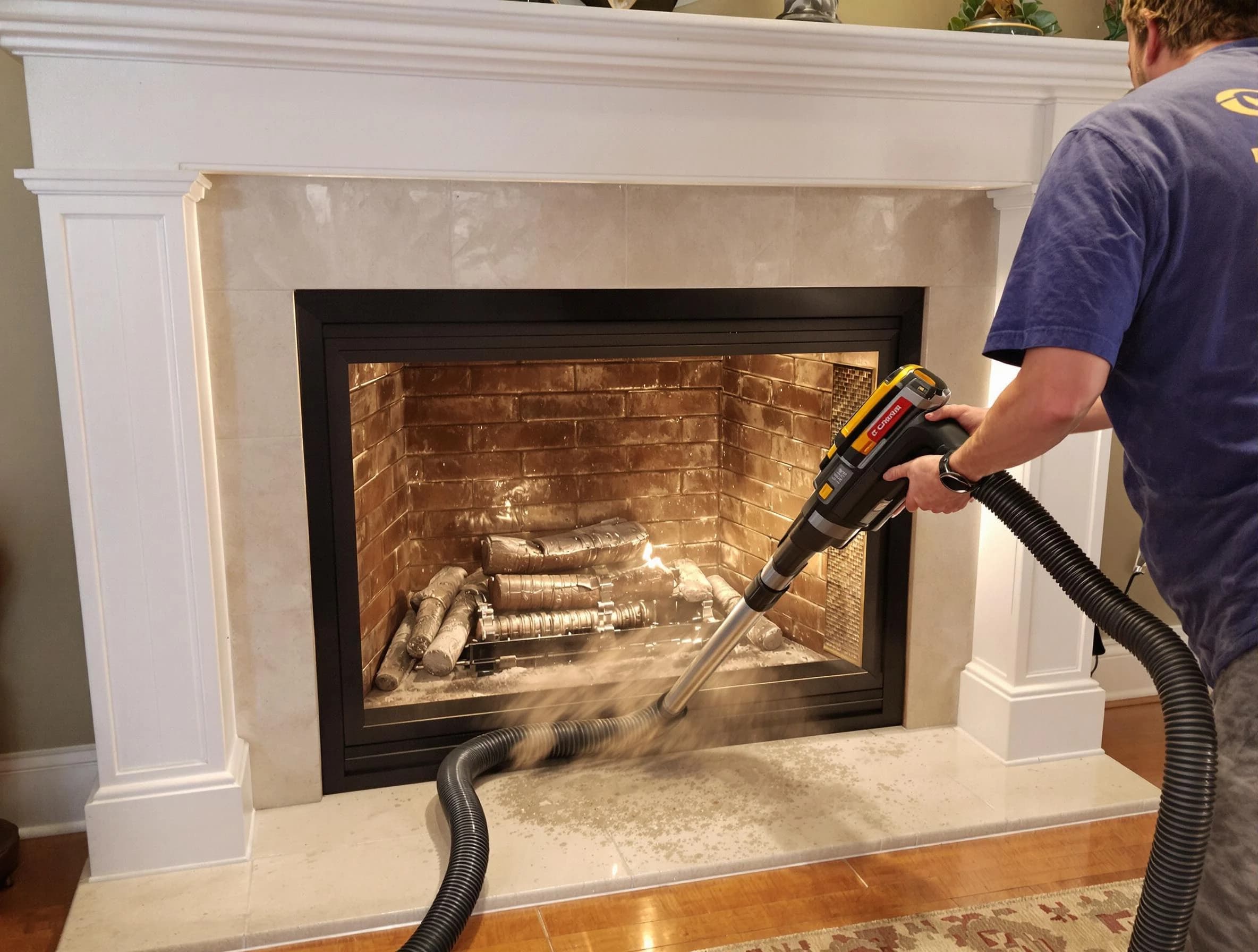 Fireplace cleaning performed by North Andover Chimney Sweep in North Andover, MA