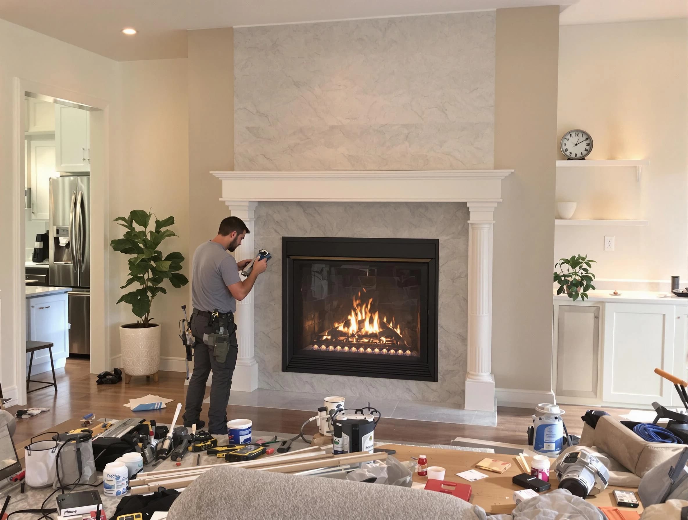 Newly installed fireplace by North Andover Chimney Sweep in North Andover, MA