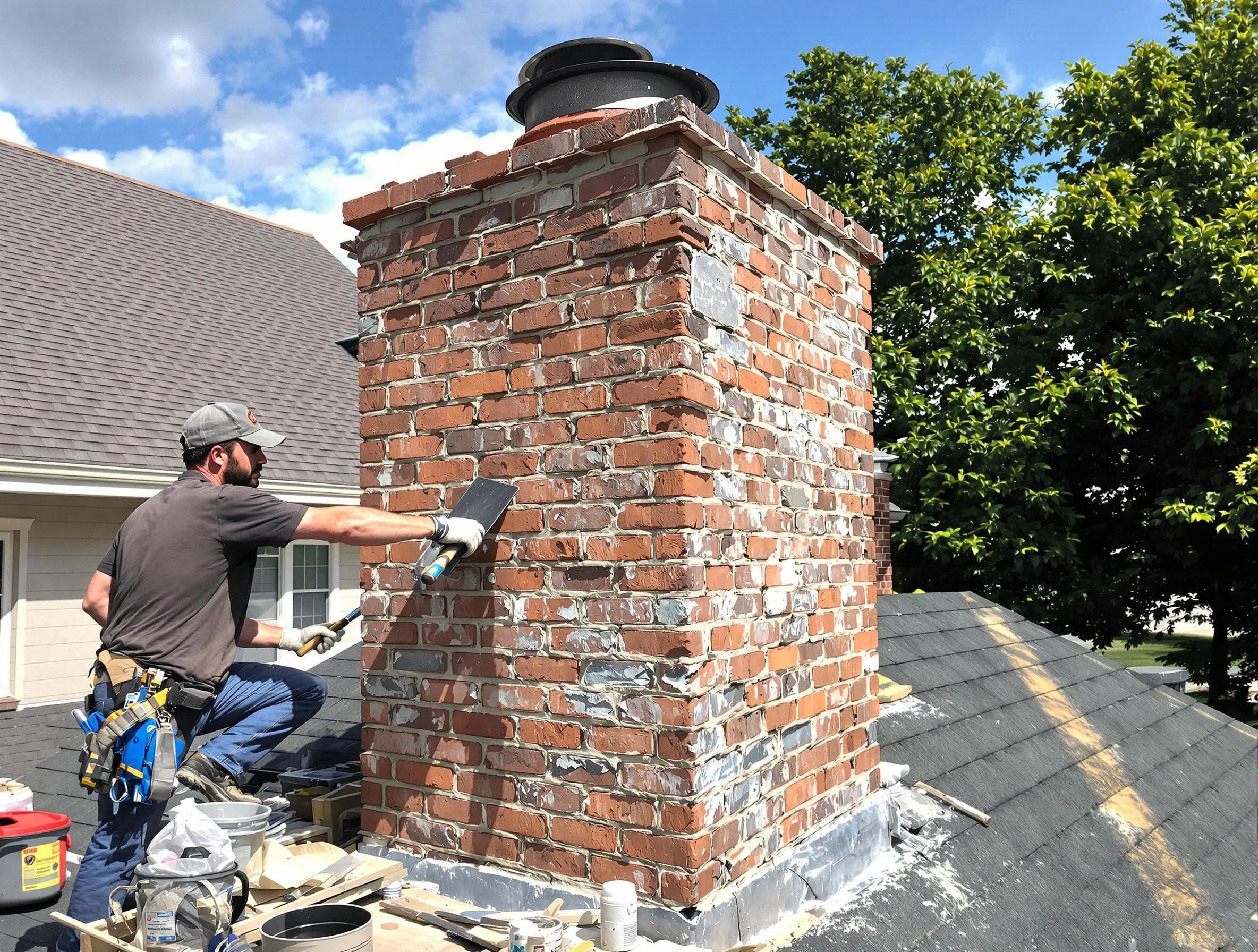 Completed chimney rebuild by North Andover Chimney Sweep in North Andover, MA