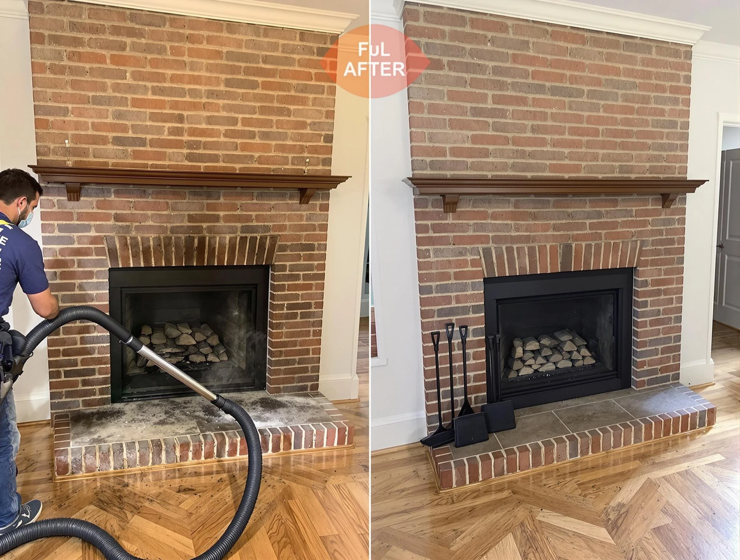 North Andover Chimney Sweep carefully sanitizing a fireplace in North Andover, MA