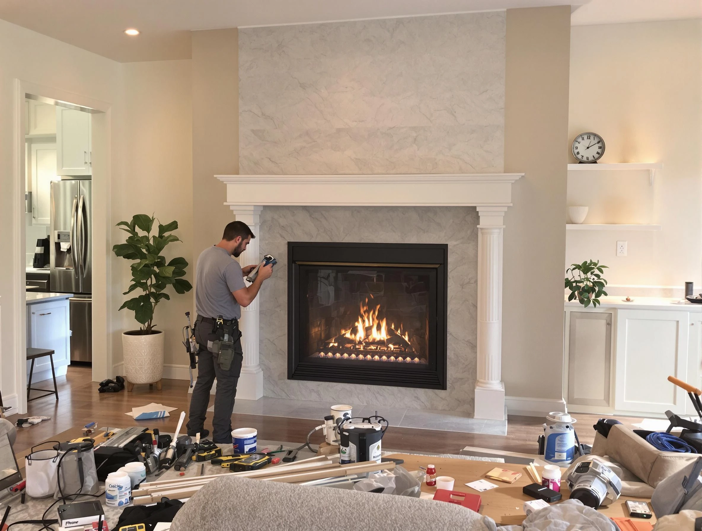 Newly installed fireplace by North Andover Chimney Sweep in North Andover, MA