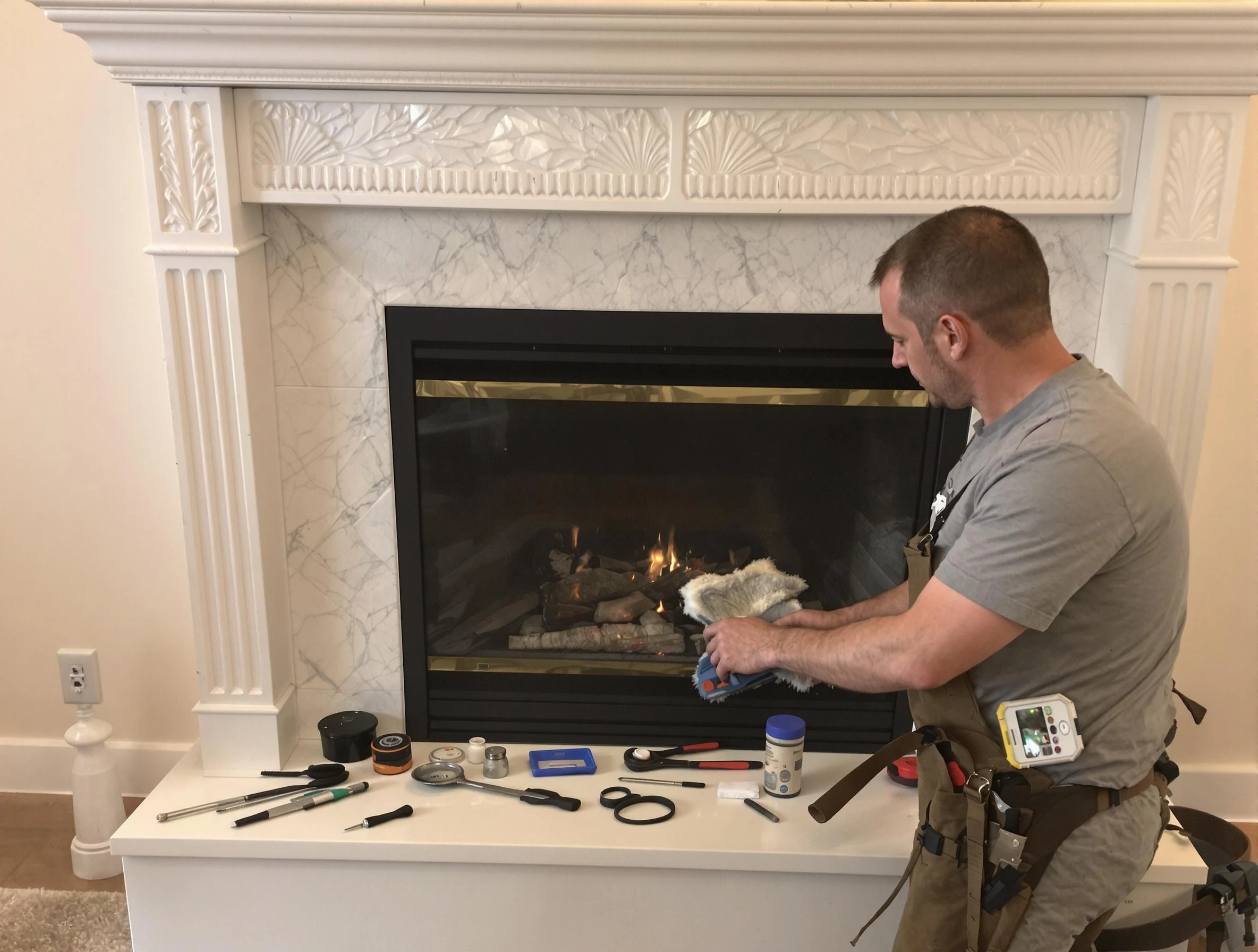 North Andover Chimney Sweep performing fireplace maintenance in North Andover, MA