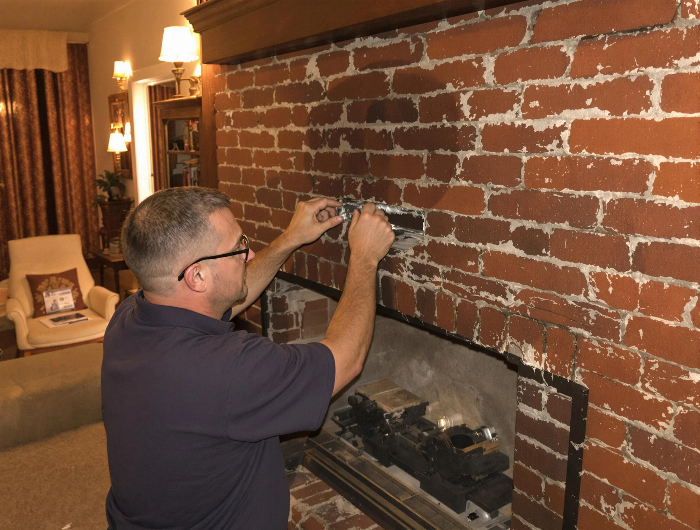 North Andover Chimney Sweep expert fixing a fireplace in North Andover, MA